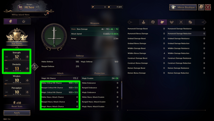 Critical Hit and Heavy Attack Chance