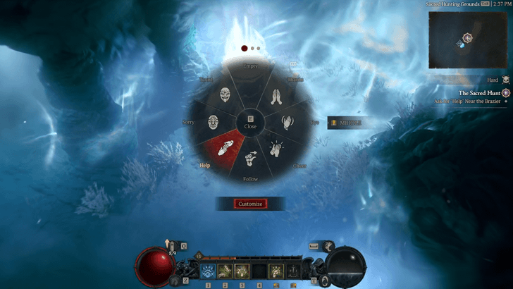 Use the Help Emote Near the Brazier