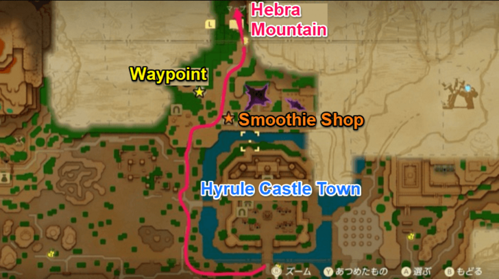 Rift on Holy Mount Lanayru Map from Hyrule Castle to Hebra Mountain Passage