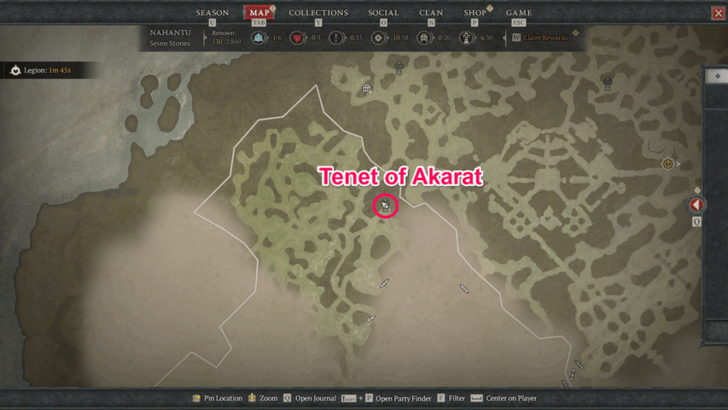 Diablo 4 Tenet of Akarat Map