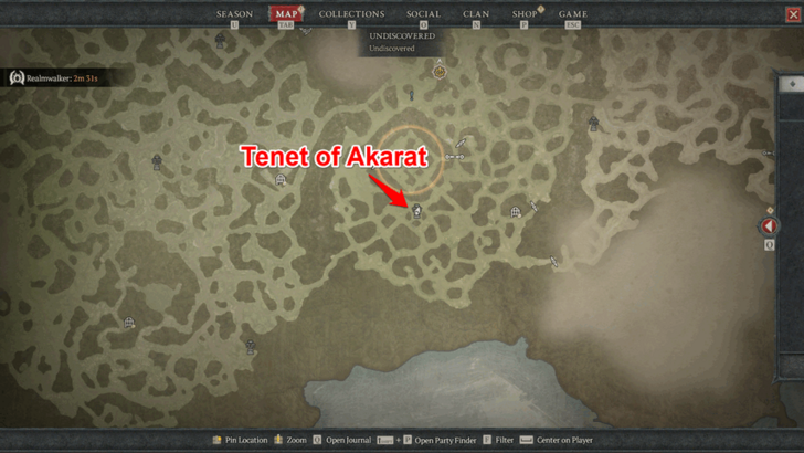 Diablo 4 Tenet of Akarat Map