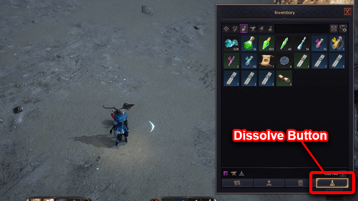 Dissolve Button Location