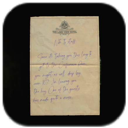 Cleaning Staff Note #2