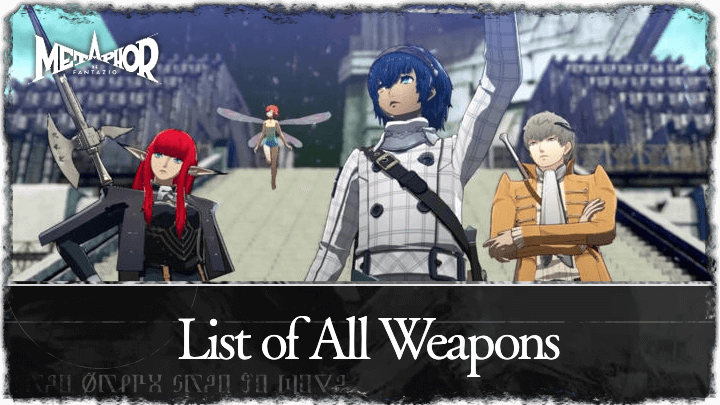 Metaphor ReFantazio - List of Weapons Banner