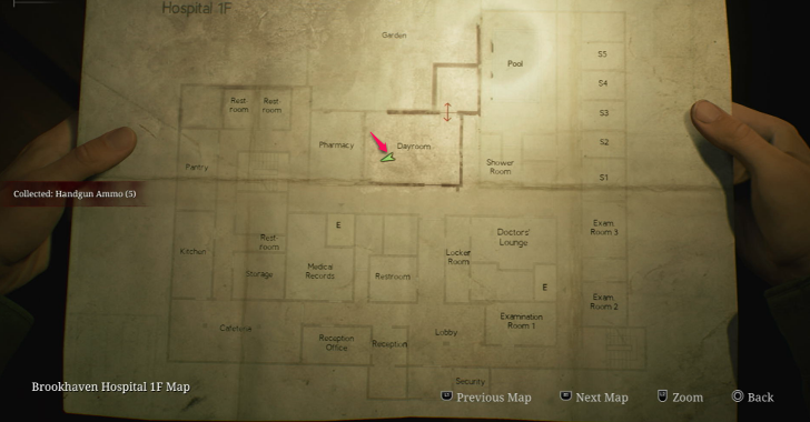Handgun Ammo Brookhaven Hospital (Overworld) Map Loc. 1