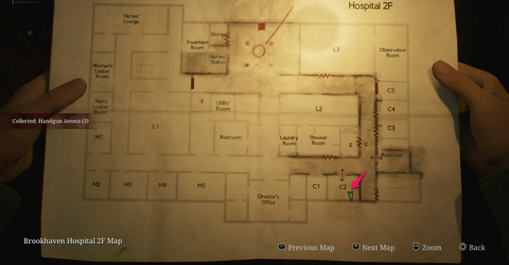 Handgun Ammo Brookhaven Hospital (Overworld) Map Loc. 2