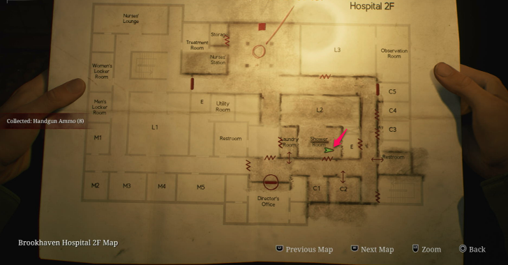 Handgun Ammo Brookhaven Hospital (Overworld) Map Loc. 4