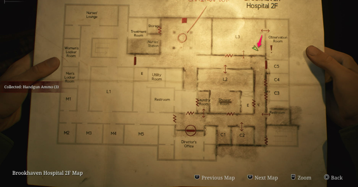 Handgun Ammo Brookhaven Hospital (Overworld) Map Loc. 5