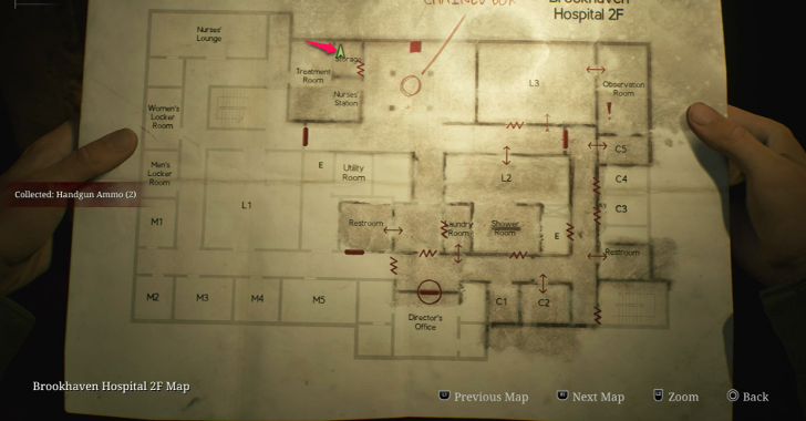 Handgun Ammo Brookhaven Hospital (Overworld) Map Loc. 6