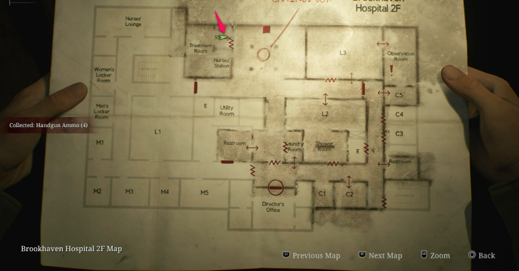 Handgun Ammo Brookhaven Hospital (Overworld) Map Loc. 7