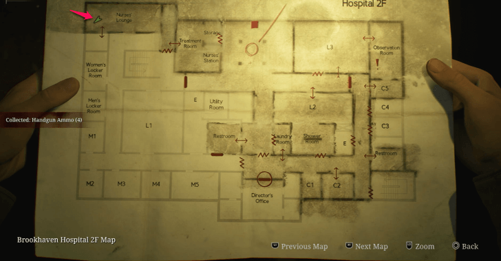 Handgun Ammo Brookhaven Hospital (Overworld) Map Loc. 8