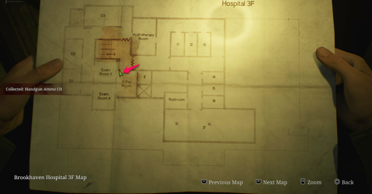Handgun Ammo Brookhaven Hospital (Overworld) Map Loc. 9