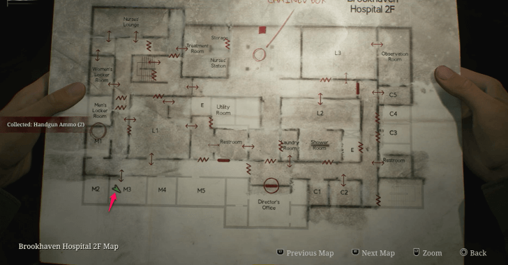 Handgun Ammo Brookhaven Hospital (Overworld) Map Loc. 16