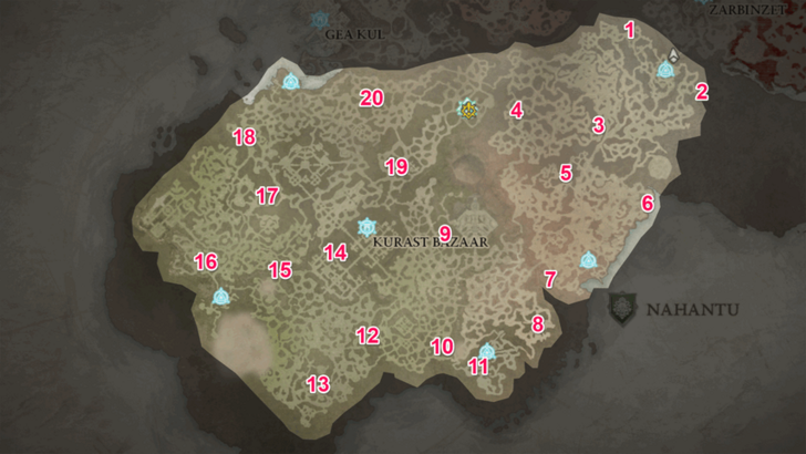 Diablo 4 All Nahantu Dungeon Locations