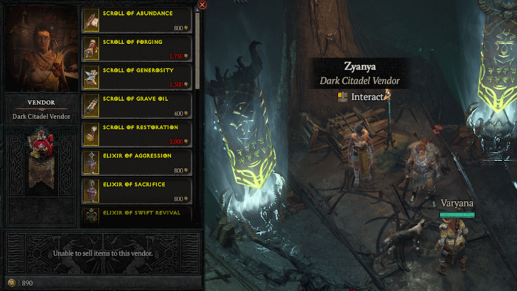 Diablo 4 - Dark Citadel Vendor Location