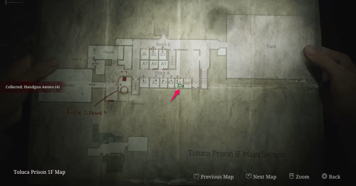 Handgun Ammo Toluca Prison Map Loc. 4