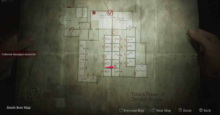 Handgun Ammo Toluca Prison Map Loc. 8