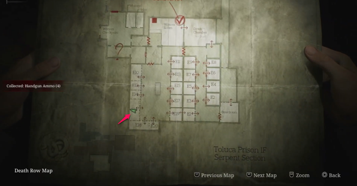 Handgun Ammo Toluca Prison Map Loc. 10