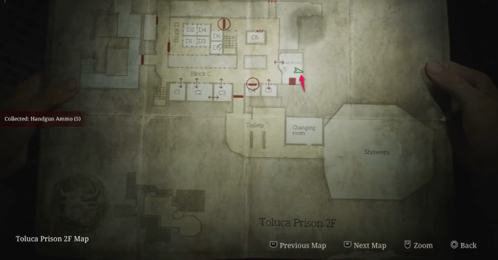 Handgun Ammo Toluca Prison Map Loc. 11
