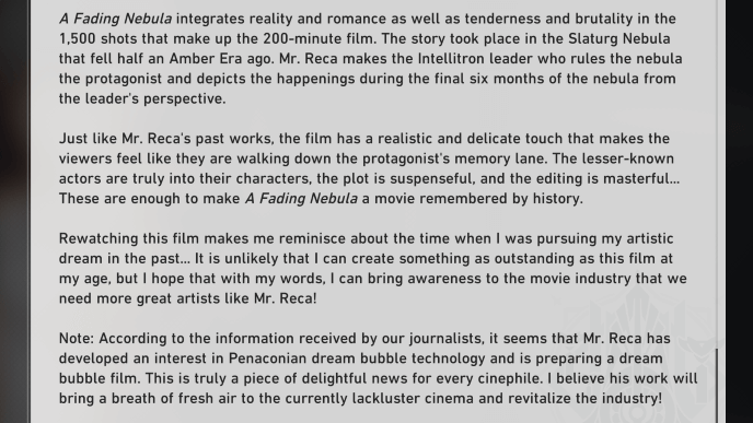 HSR Mr. Reca - Directed A Fading Nebula