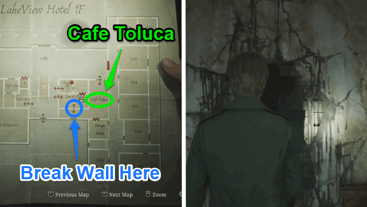 Break the Wall Location in Cafe Toluca