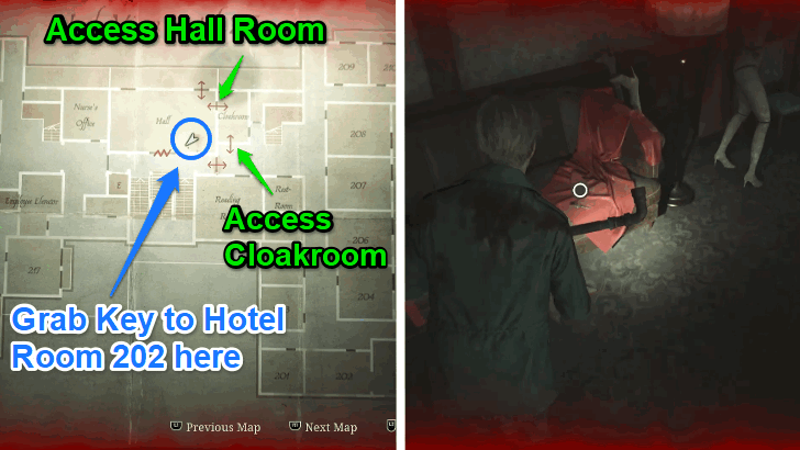 Key to Hotel Room 202 Location
