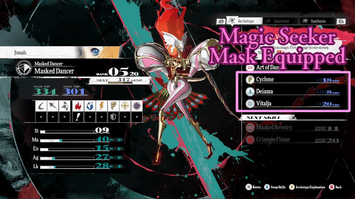 Metaphor ReFantazio - Masked Dancer Equip Skills