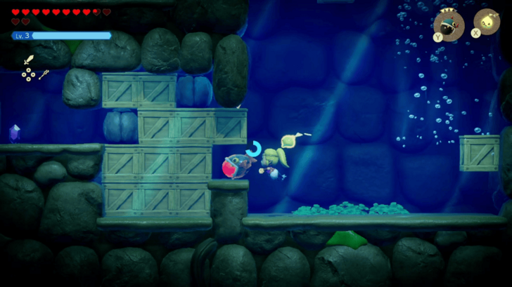 Use a Bombfish to Blow Up the Crates Blocking the Rupee