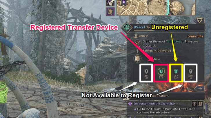 Throne and Liberty Register Lowest Transfer Device