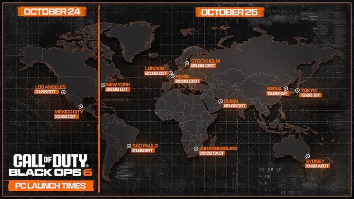 COD BO6 Global Launch Times