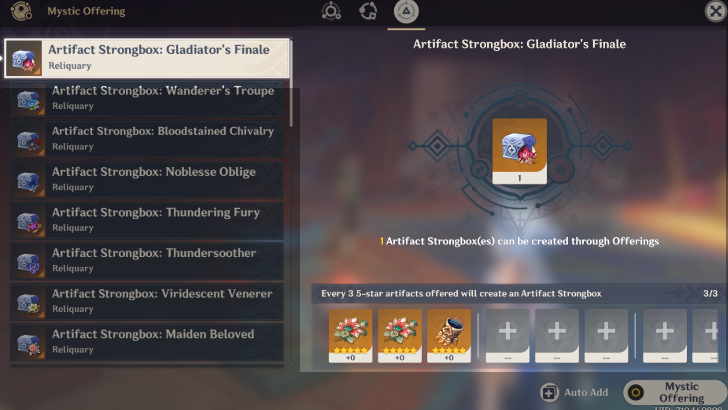 Genshin - How to Craft Artifact Strongbox: Gladiator