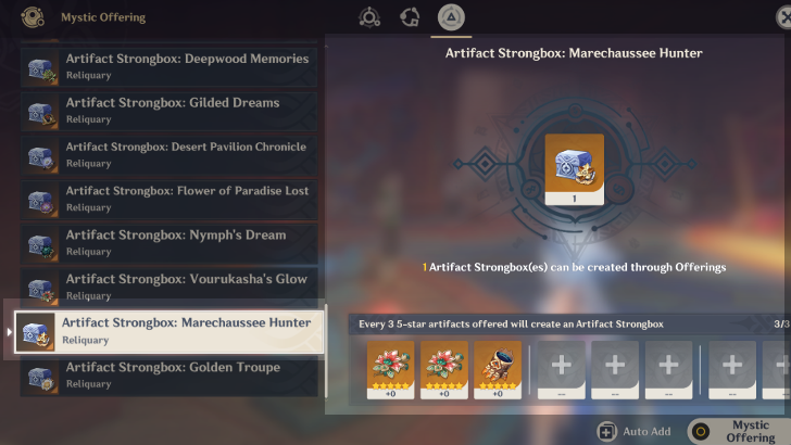Genshin - How to Craft Artifact Strongbox: Marechaussee Hunter