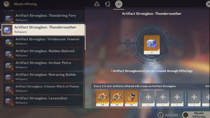 Genshin - How to Craft Artifact Strongbox: Thundersoother