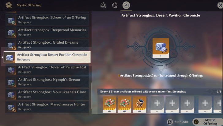 Genshin - How to Craft Artifact Strongbox: Desert Pavilion Chronicle