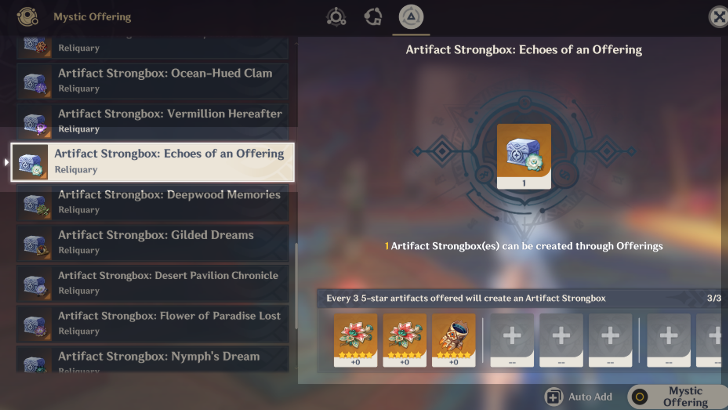 Genshin - How to Craft Artifact Strongbox: Echoes of an Offering