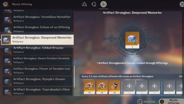 Genshin - How to Craft Artifact Strongbox: Deepwood Memories