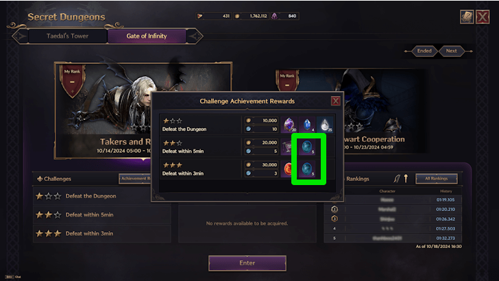 Gate of Infinity Reward