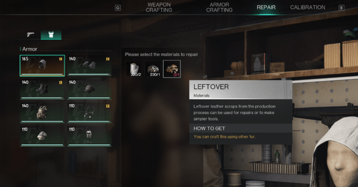 repairing armor using Leftovers