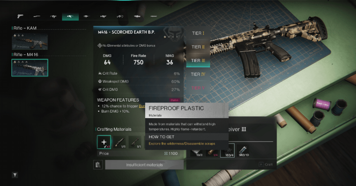 Fireproof Plastics for crafting weapons