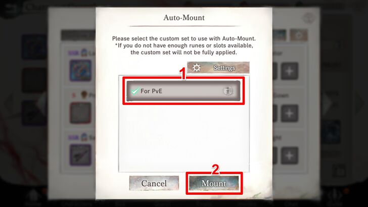 choosing auto-mount sets - MementoMori