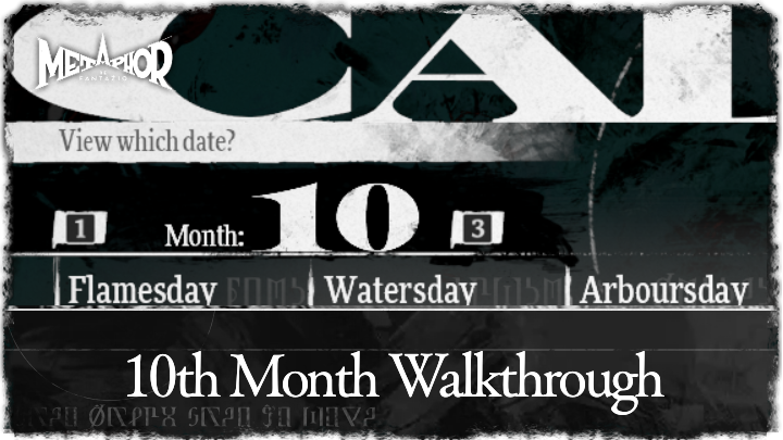 10th Month (October) Walkthrough and Schedule Guide Metaphor ReFantazio