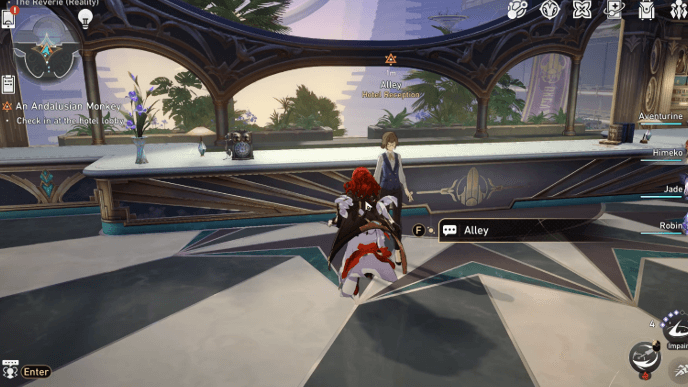 Honkai Star Rail - An Andalusian Monkey Mission Guide - Check In at Hotel Lobby