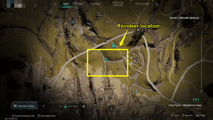 Once Human - Way of winter Reindeer Location Map