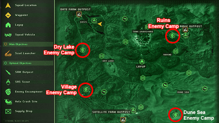 All Enemy Camp Locations
