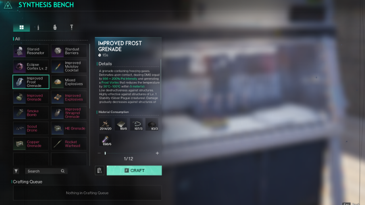crafting Improved Frost Grenades