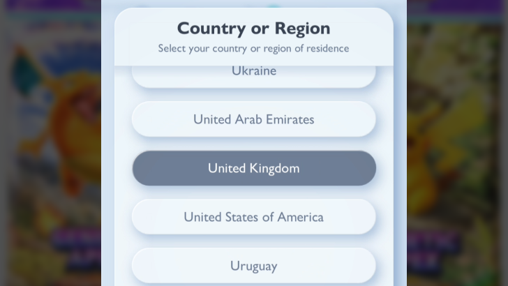 Pokemon TCG Pocket - Change Region