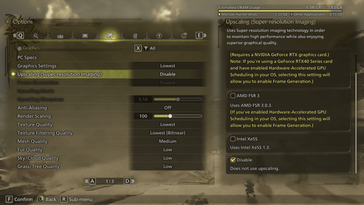 MH Wilds - Turn Off Upscaling