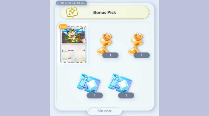 Bonus Pick With Meowth Card and Event Shop Tickets During Wonder Pick Event