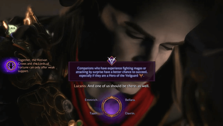 Select a Companion to Aid the Antivan Crows