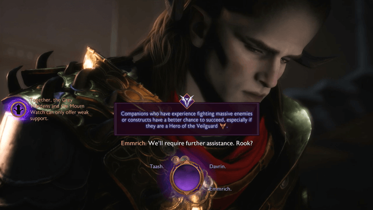 Select a Companion to Help the Grey Wardens